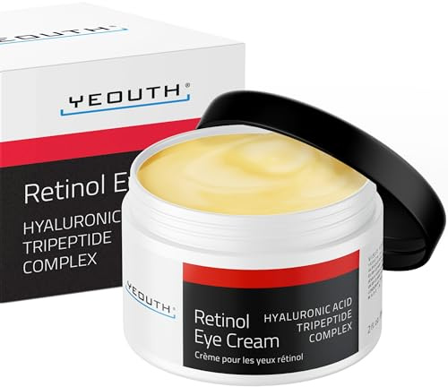 YEOUTH Retinol Ögonkräm med Hyaluronsyra och Tripeptider, Återfuktande Retinol Under Ögonkräm för ett Fräschare Utseende, Natt Ögonkräm Retinol Kräm för Ansikte, Ögonvård 58ml