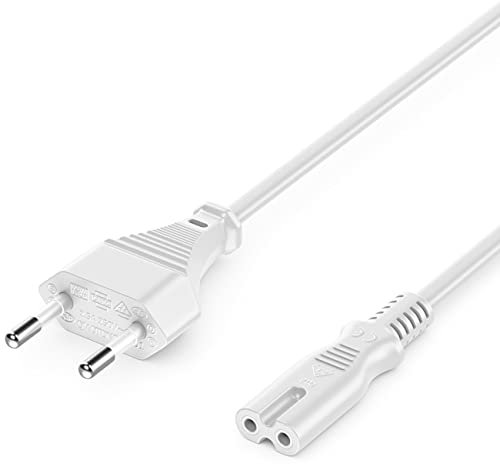 deleyCON 2m Netzkabel Stromkabel Strom Kabel Stecker Typ C Eurostecker auf C7 Buchse Euro-Netzkabel Kleingerätekabel Euro 8 TV Blu-Ray Haushaltsgeräte Netzteile - Weiß