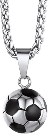 Richsteel Halskette für Fußball/Basketball/Rugby/Hantel/Boxhandschuh, goldfarben/schwarz, Edelstahl 316L, Schmuck, Anhänger für Sportfans mit verstellbarer Kette, 55 + 5 cm, Männer und Jungen