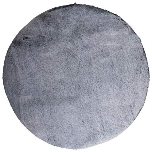Brandsseller Kunstfell Teppich Rund ca. Ø 90 cm Wohnteppich Dekoteppich Kunstfell-Optik Kuschelfell Schwarz