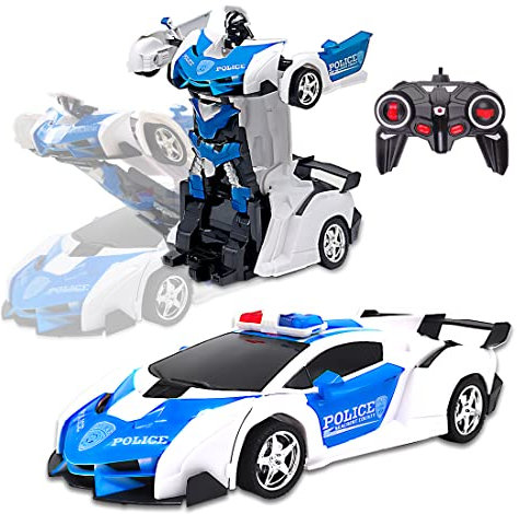 Pup Go Jouet de Voiture Télécommandée Jouet pour Les Enfants à Partir de 3 Ans, Facile à Utiliser, Transformable, avec des Effets Sonores Réalistes et des Lumières LED (Voiture de Police)