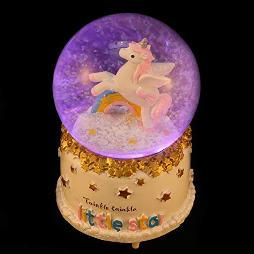 PRETYZOOM 1stück Crystal Mit Einhorn- Rotierende Musikspieluhr Für Geburtstagsgeschenke Und Festliche Anlässe Transparente Glasdekoration Mit Bunten Lichtern