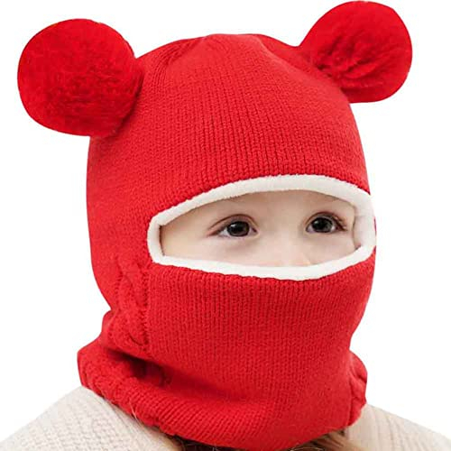 Baby Schalmütze Mädchen Jungen Wintermütze mit Bommel Mütze Kinder Earflap Schalmütze Fleece Mütze Beanie Mütze Neugeborene Mütze Warme Schlupfmütze für Baby Junge Mädchen 0-3 Jahre