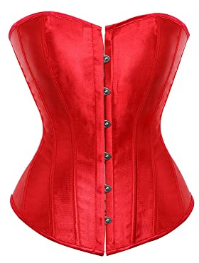 Felcia Women's Plus Size Corset Bustier Overbust Top Satin Waist Cincher Lace up Body Shaping Retro Bustier