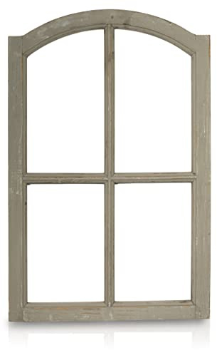 Blümelhuber Deko Vintage Stallfenster Landhausstil Deko - Vintage Deko Fenster mit Halbbogen aus Holz ohne Scheiben - Wand Deko Holz - Holzfenster Deko