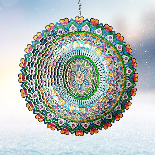 Eiryhope Rich Love Mandala Wind Spinner, 3D Kinetic Wind Spinners Outdoor