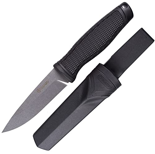 Ganzo G806-BK Feststehendes Messer, 8CR14 Edelstahlklinge, ergonomischer Anti-Rutsch-Griff, Camping, Jagd, Angeln, Outdoor, EDC-Messer mit Scheide (Schwarz)