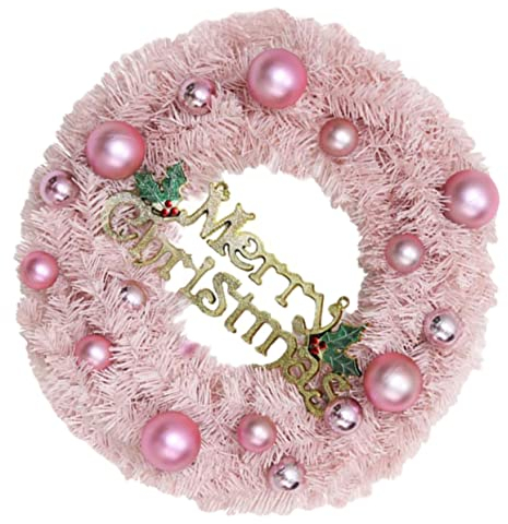 LABRIMP Weihnachtskranz Haustür 30 cm Rosa PVC Weihnachtsdeko Innenbereich Kranz Ornament Zubehör Türrahmen Dekoration