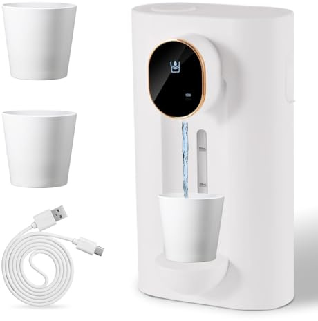 Vägtid automatisk munskölj dispenser 540 ml (vit) | Beröringsfri munvattendispenser, väggmonterad, med 2 magnetiska återanvändbara koppar, munvattenbehållare för badrum