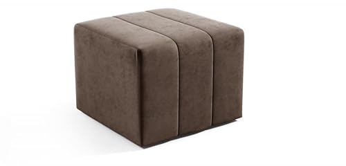 LIKMA Pouf, Hocker Braun 46x35x46 cm, 3D-Effekt Velvet Sitzhocker, Fußhocker, Pouf Hocker, Polsterhocker, Moderne Sitzbank, Garderobenbank, Ottoman Stoff: Jasmine 28