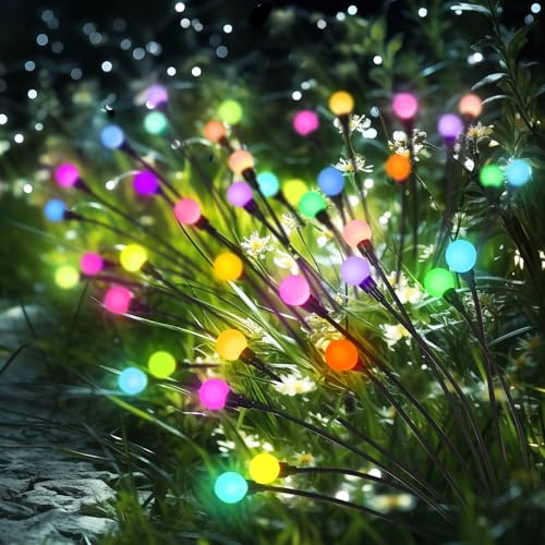 PATIOPIA Solarlampen für Außen Garten, 4 Stück 10 LEDs Wasserdicht Muticolor Solarleuchten，Glühwürmchen Solarleuchten für den Außenbereich, Terrasse, Hof, Weg, Garten (Farbwechsel)