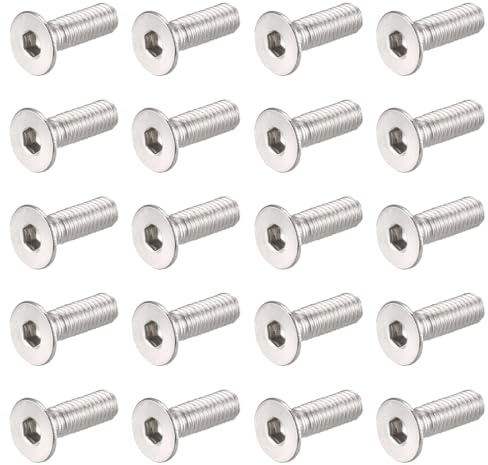 AORVYUI Senkkopfschrauben mit Innensechskant Silber Edelstahl A2 V2A rostfrei nach DIN 7991 / ISO 10642, Mechanische Schraube, Vollgewinde (25 Stück, M6 x 40 mm)