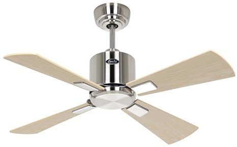CasaFan Ventilateur de plafond 942021W Eco Neo III 92 cm avec moteur Wi-Fi chromé brossé/pales réversibles hêtre et érable