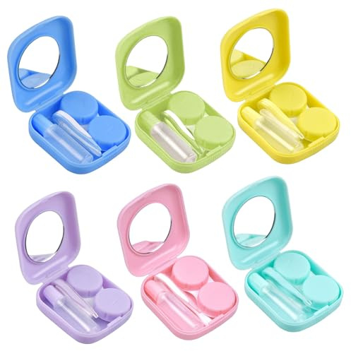 MYSUNBAR Kontaktlinsenbehälter Set 6 Stück, Kontaktlinsen behältnis mit Pinzette und Saugnapf Reiseset, Tragbar Kontaktlinsen Etui Tragbare Kontaktlinsenbox