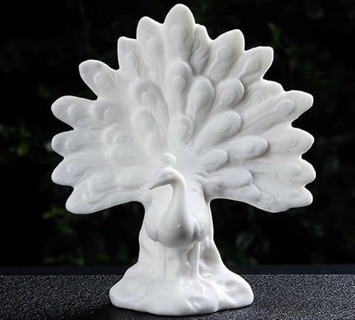 Keramik-Ornament, Porzellan, weißer Pfau, Tierfigur, handgefertigt, Skulptur, Ornament, Kunst, Desktop-Dekor, Hochzeitsgeschenk