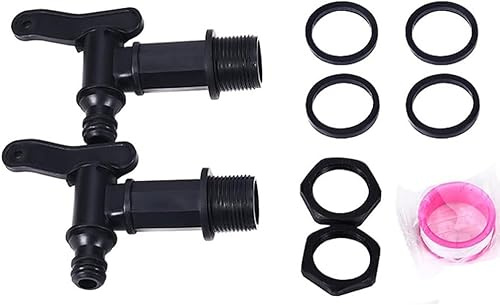 Auslaufhahn für Regentonne, 2 STK. Wasserhahn für Regentonne, Kunststoff 3/4 Zoll Hahn für Regenwassertonne, Regentonnenhähne Regenfass Adapter für Heim Garten Wassertank Anschlüsse EU2643