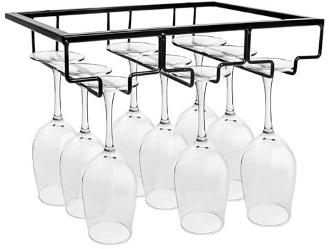 Rustikales schwarzes weinglashalter hängend unter dem Schrank, Tiefe 28 cm, weingläser halter mit 3/4/5 reihen, weingläser-aufbewahrung, Organizer für Küche, Bar(50x28cm)