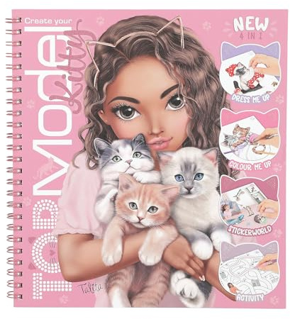 Depesche 13038 TOPModel Create Your Kitty - Livre de coloriage avec 47 Pages pour créer des Motifs de Chats, y Compris 5 Feuilles d'autocollants
