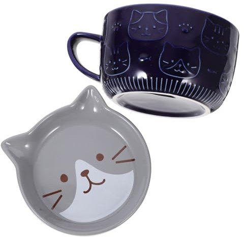 KICHOUSE Niedliche Keramiktasse Mit Katzenmotiv Großes Fassungsvermögen Auslaufsichere Kaffeetasse Bürotasse Elegantes