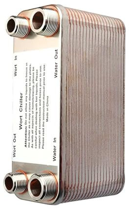 VCHICS Wärmetauscher, 20/30/40 Platten Wärmetauscher Würzekühler, Edelstahl Nstromkühler Homebrew Bierkühler Gartenschlauch Schnelle Kühlung Für Fußbodenheizung, Warmwasserbereitung(30 Plate)