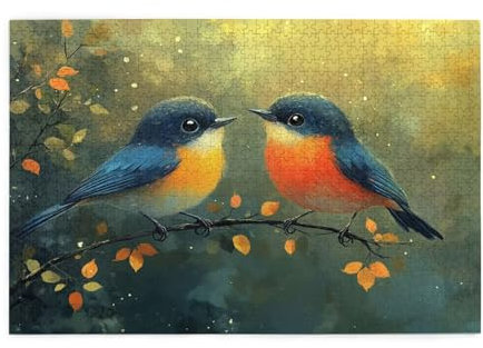 Robin Puzzle 1000 Teile Erwachsene Baum, Puzzles mit Verpackung Box und Poster, Lustig Stress Abbauen Familien Unterhaltungsspiele für Raumdekoration, Kreative Geschenke für Männer/Frauen 1T-1452