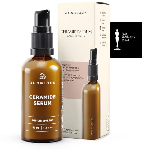 JUNGLÜCK Ceramide Serum – Beruhigt zu Neurodermitis neigende Haut | Cremiges Serum zur Stärkung der natürlichen Hautbarriere, pflegt und beruhigt empfindliche & zu Neurodermitis neigende Haut