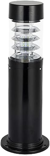 BLOOHK Luminaria de exterior moderna con bolardo, 23,62 pulgadas, LED negra, resistente al agua, para iluminación de caminos, farola contemporánea para jardín, entrada, patio, pasarela, jardín, alumin