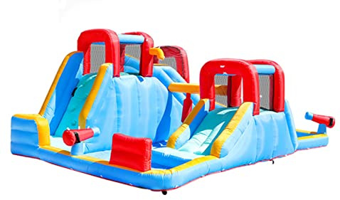 YKMYXZ， Mega castillo hinchable inflable, parque acuático extra grande 6 en 1 con tobogán acuático, piscina y muro de escalada
