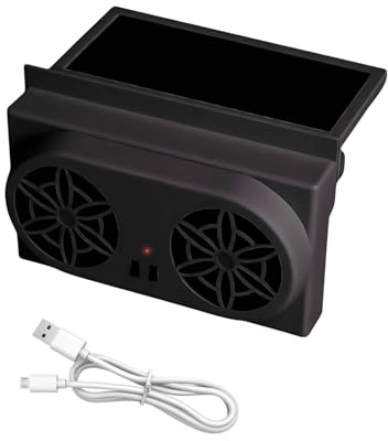 Portable Car Window Fan - Solar Charging, Easy Install Design | Carr Window Fan Solar Powered USB Powered Ventilator, Travel and RV Cooler Keeps Air Fresh on All Long Road Trips for automobiles