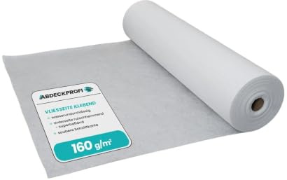 Abdeckvlies selbstklebend – 160 g/m² - 1m x 25m (25m²) | Renovierungsvlies, Malervlies, Abdeckvlies selbsthaftend, Treppenvlies