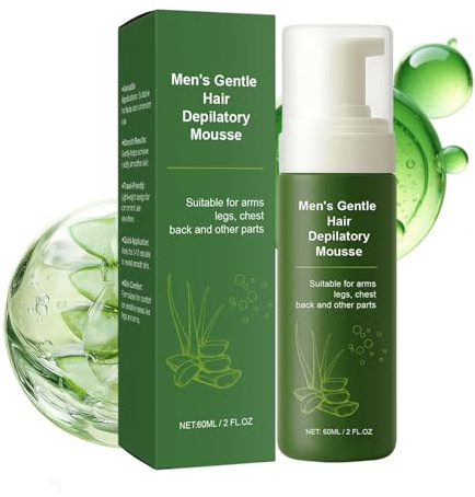 Epilierungscreme für Herren, 60 ml Haarentfernungslotion | Enthaarungscreme für Männer | für Gesicht, Achseln, Arme, Beine, Oberschenkel, Intimpartien,