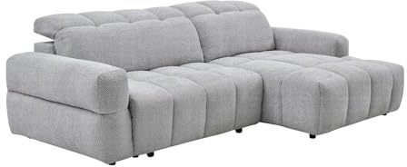 Vente-unique - Canapé d'angle Droit Relax avec Assise coulissante électrique en Tissu Gris CARIALA