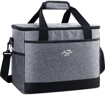 Kühltasche 26L Groß Faltbar XL Wasserdicht Tragbar Isolierte Picknicktasche Für Strand Camping Auto Picknick Einkauf Reise Thermotasche Leicht Isoliert Kühlbox Familienausflug (Grau)