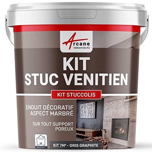 Set Stuckfarbe, STUCCOLIS Putz mit Mörtel und Farbstoff Graphitgrau - kit bis zu 7 m²