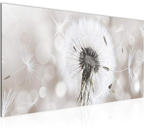 Runa Art Wandbild Pusteblume 1 Teilig 100 x 40 cm Modern Bild auf Vlies Leinwand Natur makro Wohnzimmer Schlafzimmer Biege 211212b