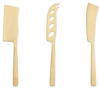 Artesà Luxury Stainless Steel Cheese Knives (Set of 3), Brass-Finished