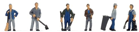NOCH Hausmeister Set mit Modellfiguren, handbemalt, aus Kunststoff für Spur N, perfektes Diorama Zubehör für Modellbahnen