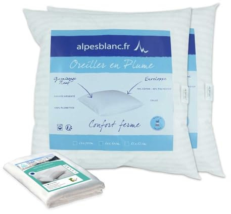 Lot de 2 oeillers en plumes + Sous-Taies Coton Fabrication française
