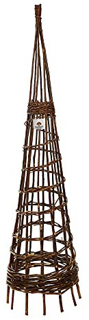 120cm Rustic Natural Willow Spiral Garden Obelisk Wicker Wood Climbing Plant Support Pyramid Frame