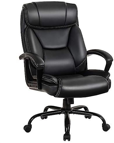 COSTWAY Chefsessel, ergonomischer Bürostuhl bis 220 kg belastbar, Schreibtischstuhl mit Wippfunktion, höhenverstellbar, Computerstuhl, PC Stuhl, Drehstuhl für Große Menschen