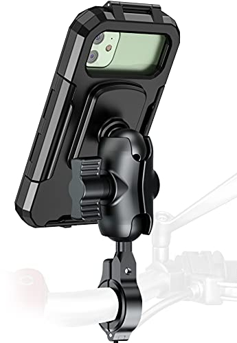 Orcas Motorbike Phone Holder Waterproof - 1 inch ball mount Phone Holder for Motorcycle, Scooter, Ebike, Mtb 360° Adjustable, 6 up to 7 Mobile Holder for Cycling, for iPhone, Samsung…