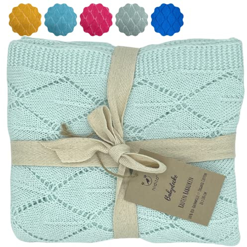 nidito Premium Bio-Baby-Decke Mädchen & Jungen/Baby Sommerdecke, 90x100 cm, 100% Bio-Baumwolle, Blau, Grün, Pink, Rosa, Gelb, Türkis, Wolldecke ideal als Erstlings-/ Kuscheldecke (Mint)