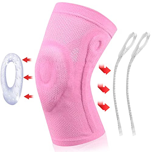 AMZ MEDICAL-Ladies Pink Knee Brace,Compression Sleeve Support with Patella Gel Pad & Side Spring Stabilizer, Medical Grade Knee Protector, Meniscus Tear, Arthritis,Joint Pain Relief (XL,PINK)