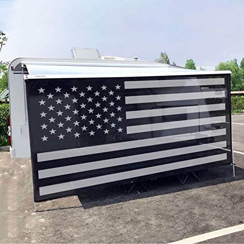 Tentproinc Toldo para Autocaravana de 7 x 12 pies x 3 Pulgadas (Bandera Estadounidense), Malla Negra, Parasol para Caravana, Remolque, toldo de Sombra para Caravana, Bloqueador UV, Kits completos