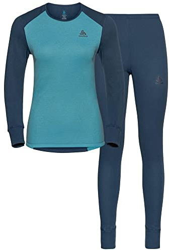 Odlo Damen Funktionsunterwäsche Set Active WARM ECO, Blue Wing Teal - Reef Waters, L
