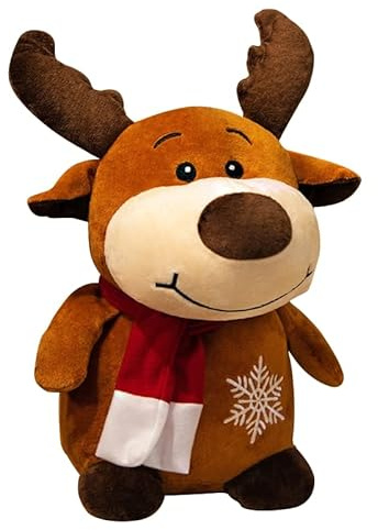 Uposao Weihnachten Dekoration Stofftiere, 23CM Elch Puppe Kuscheltiere Gefüllte Plüsch Spielzeug PlüschKissen Weiches Schlafkissen Ornament Tischdeko Geburtstagsgeschenk für Kinder Erwachsene