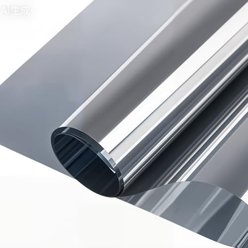 ConCus-T One Way Window Film Heat Control, Silver, 44.5 x 300cm | Sun Blocker Anti Glare Blackout Window Tint Film Mirror Effect Film UV Solar Film Static Cling Covering
