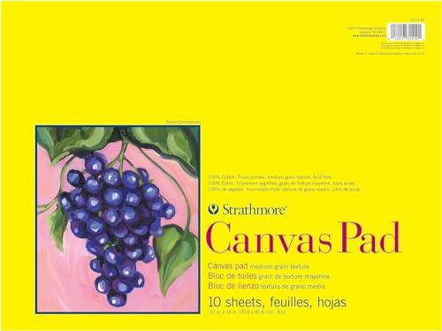 Strathmore Serie 300, blocco di tela, 30,5 x 40,6 cm, 10 fogli – Tripla Primed, 100% tela di cotone, Plein Air Artists, pittura acrilica e pittura ad olio, bianco