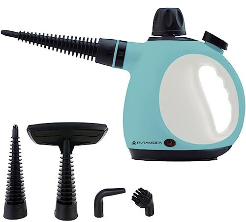 BAKAJI Pulitore a Vapore Portatile, Vaporizzatore con Manico Ergonomico, Potenza 1050 Watt, Capacità 0,25 litri 4 Accessori, Ideale per Cucina, Pavimento, Bagno, Lavandino e Disinfettare Piccoli Spazi