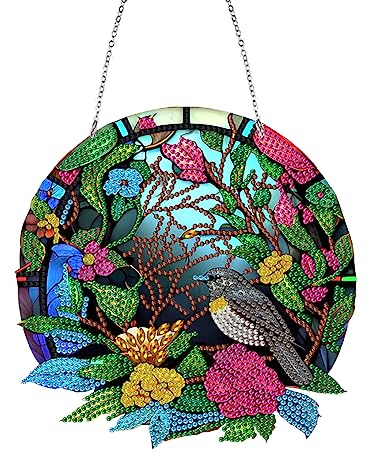 5D DIY Diamond Painting Girlande Kranz Diamant Painting Anhänger Kits mit Kette, Diamant Malerei Türkranz Handwerk Tür Fenster Deko DIY Geschenk (K)